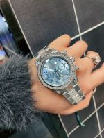 ROLEX Ice Blue Daytona 36 Gems Quartz Movement Light Blue Dial Watch